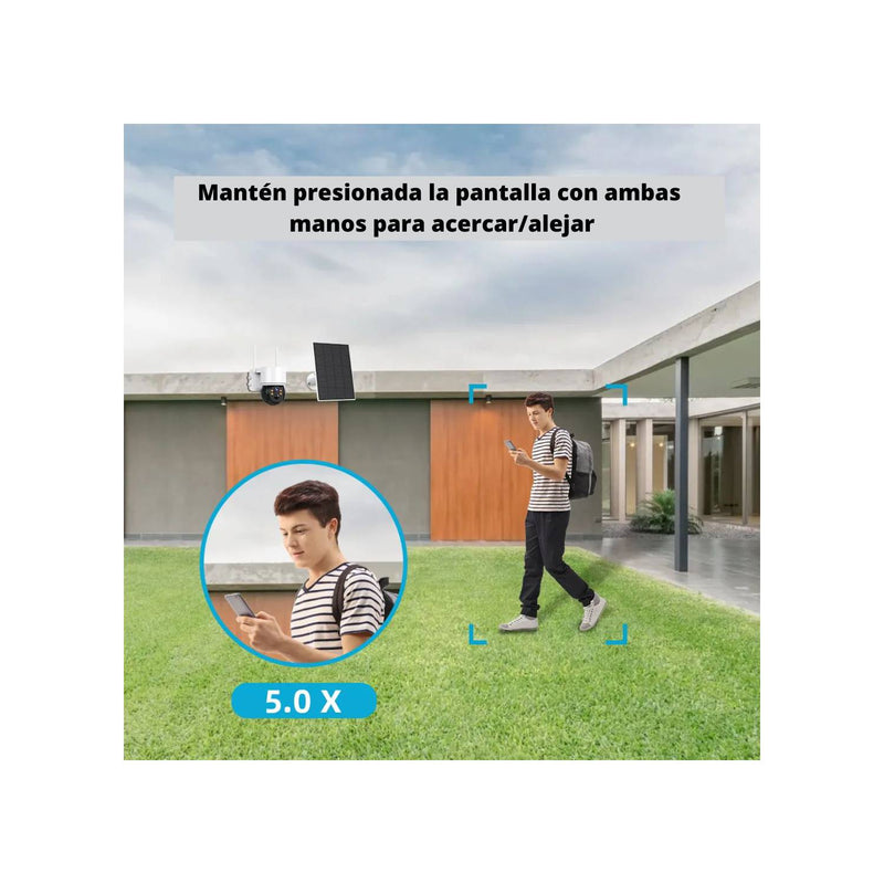 Cámara de Seguridad Wifi con Panel Solar para Exteriores con Alarma